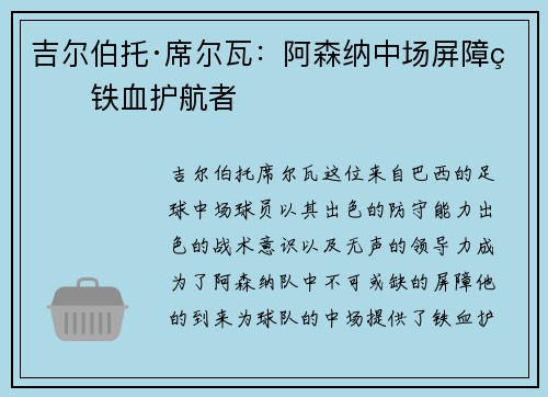 吉尔伯托·席尔瓦：阿森纳中场屏障的铁血护航者