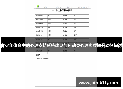 青少年体育中的心理支持系统建设与运动员心理素质提升路径探讨